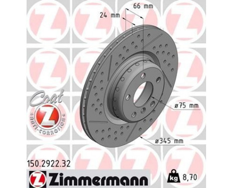 Bromsskiva FORMULA F COAT Z 150.2922.32 Zimmermann