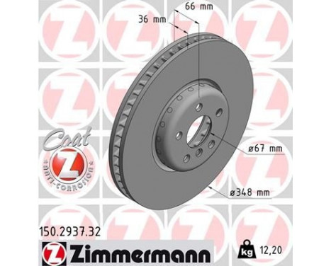 Bromsskiva FORMULA F COAT Z 150.2937.32 Zimmermann, bild 2