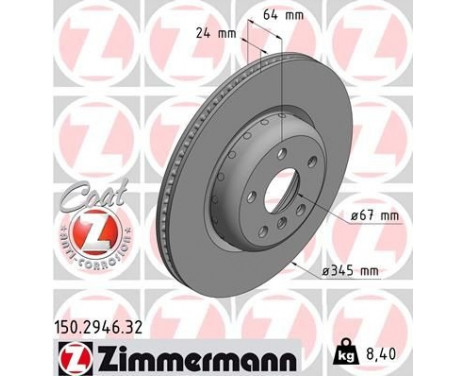 Bromsskiva FORMULA F COAT Z 150.2946.32 Zimmermann