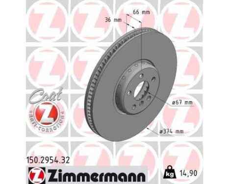 Bromsskiva FORMULA F COAT Z 150.2954.32 Zimmermann