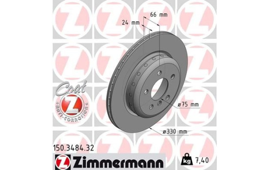 Bromsskiva FORMULA F COAT Z 150.3484.32 Zimmermann, bild 2