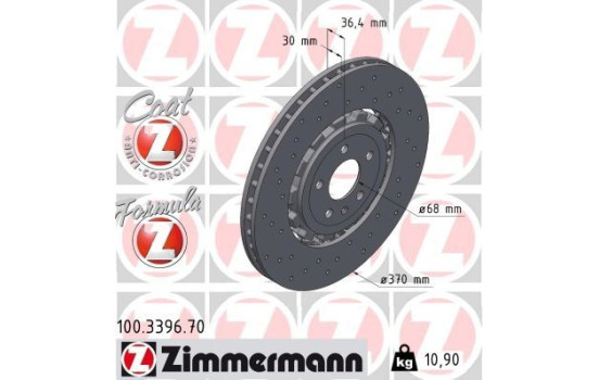 Bromsskiva FORMULA Z BROMSSKIVA 100.3396.70 Zimmermann