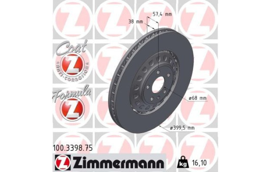 Bromsskiva FORMULA Z BROMSSKIVA 100.3398.75 Zimmermann