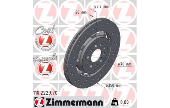 Bromsskiva FORMULA Z BROMSSKIVA 110.2229.70 Zimmermann