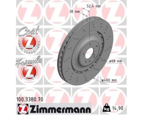 Bromsskiva FORMULA Z BROMSSKIVOR 100.3380.70 Zimmermann