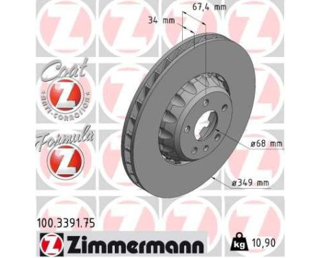 Bromsskiva FORMULA Z BROMSSKIVOR 100.3391.75 Zimmermann