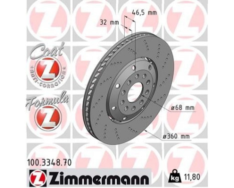 Bromsskiva FORMULA Z COAT Z 100.3348.70 Zimmermann, bild 2