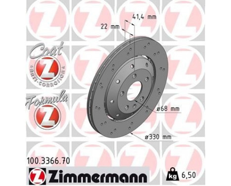 Bromsskiva FORMULA Z COAT Z 100.3366.70 Zimmermann, bild 2