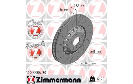 Bromsskiva FORMULA Z COAT Z 100.3384.70 Zimmermann