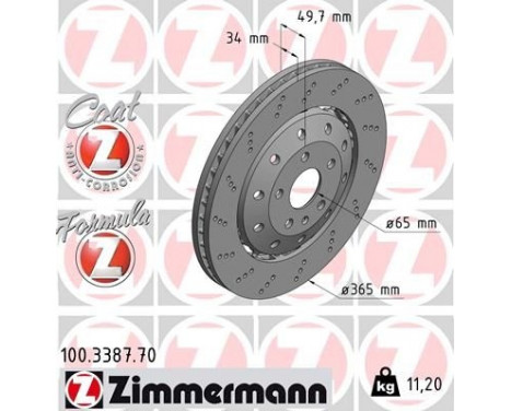 Bromsskiva FORMULA Z COAT Z 100.3387.70 Zimmermann