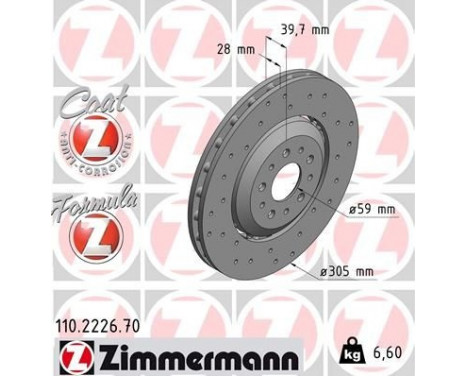 Bromsskiva FORMULA Z COAT Z 110.2226.70 Zimmermann