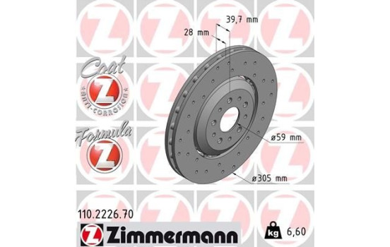 Bromsskiva FORMULA Z COAT Z 110.2226.70 Zimmermann
