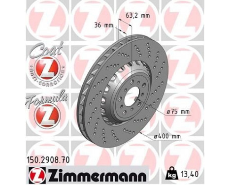 Bromsskiva FORMULA Z COAT Z 150.2908.70 Zimmermann, bild 2