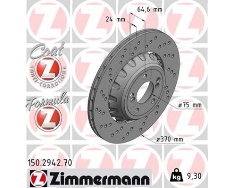 Bromsskiva FORMULA Z COAT Z 150.2942.70 Zimmermann