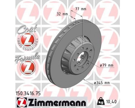 Bromsskiva FORMULA Z COAT Z 150.3416.75 Zimmermann, bild 2