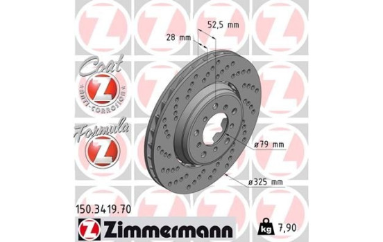 Bromsskiva FORMULA Z COAT Z 150.3419.70 Zimmermann, bild 2