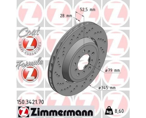 Bromsskiva FORMULA Z COAT Z 150.3421.70 Zimmermann, bild 2