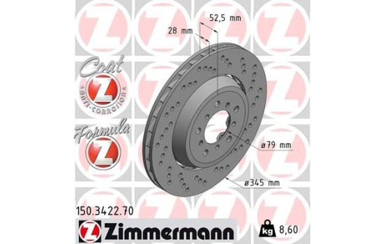 Bromsskiva FORMULA Z COAT Z 150.3422.70 Zimmermann, bild 2