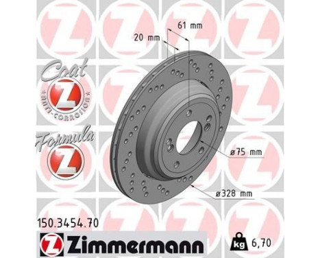 Bromsskiva FORMULA Z COAT Z 150.3454.70 Zimmermann, bild 2