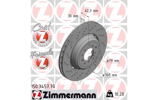 Bromsskiva FORMULA Z COAT Z 150.3457.70 Zimmermann, bild 2