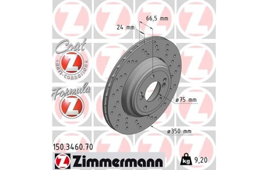 Bromsskiva FORMULA Z COAT Z 150.3460.70 Zimmermann, bild 2