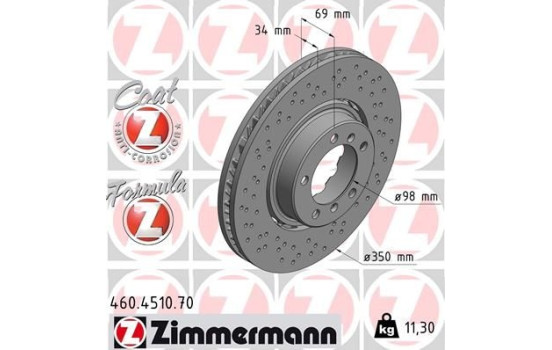 Bromsskiva FORMULA Z COAT Z 460.4510.70 Zimmermann