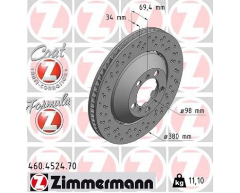 Bromsskiva FORMULA Z COAT Z 460.4524.70 Zimmermann