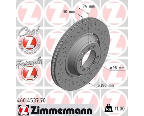 Bromsskiva FORMULA Z COAT Z 460.4537.70 Zimmermann