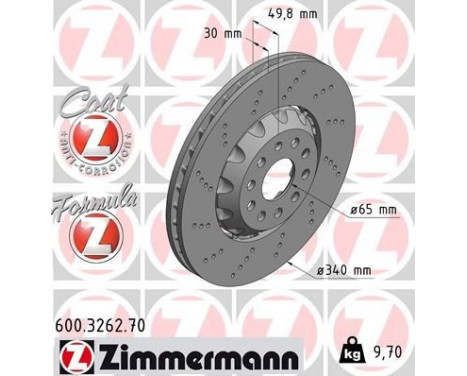 Bromsskiva FORMULA Z COAT Z 600.3262.70 Zimmermann