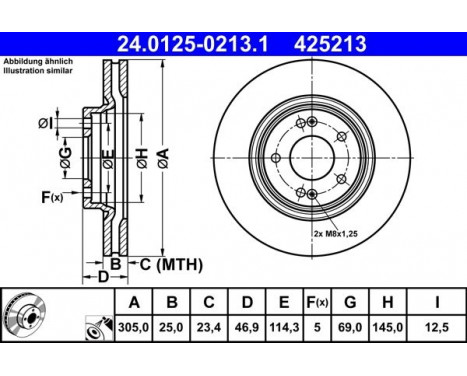 Bromsskiva HYUNDAI / KIA 24.0125-0213.1 ATE