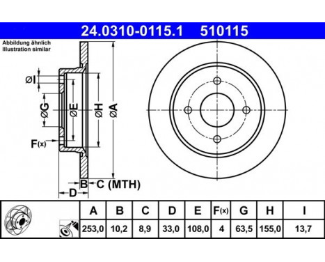 Bromsskiva PowerDisc 24.0310-0115.1 ATE, bild 2