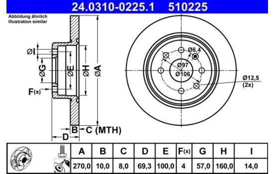Bromsskiva PowerDisc 24.0310-0225.1 ATE, bild 2