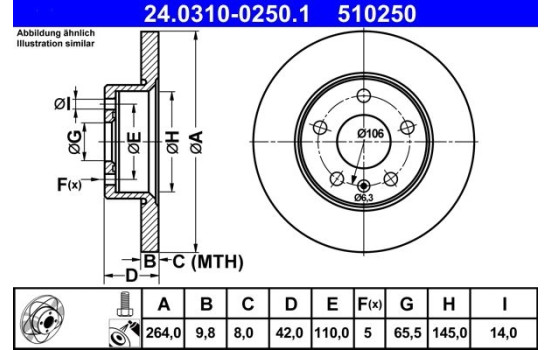 Bromsskiva PowerDisc 24.0310-0250.1 ATE, bild 2