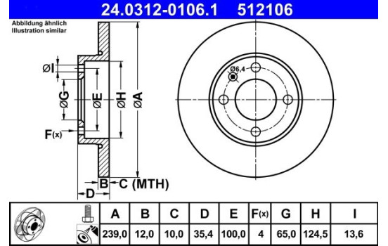 Bromsskiva PowerDisc 24.0312-0106.1 ATE, bild 2