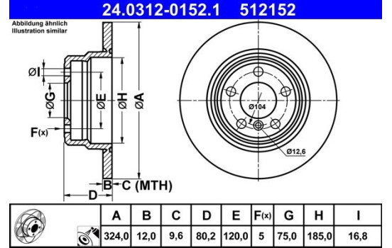 Bromsskiva PowerDisc 24.0312-0152.1 ATE, bild 2