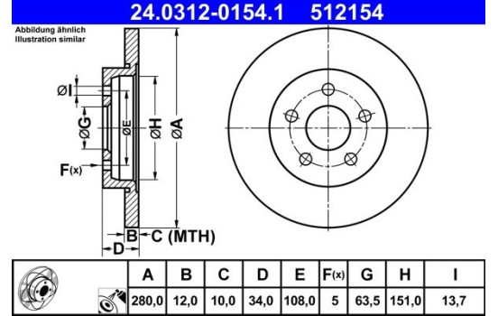 Bromsskiva PowerDisc 24.0312-0154.1 ATE