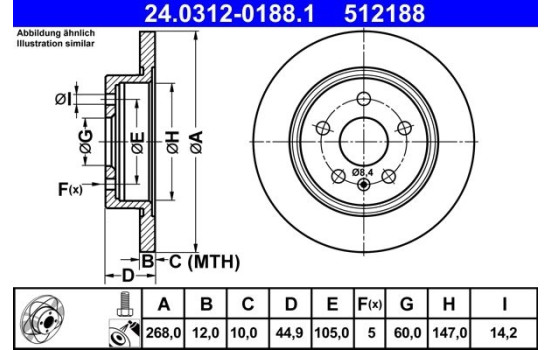 Bromsskiva PowerDisc 24.0312-0188.1 ATE