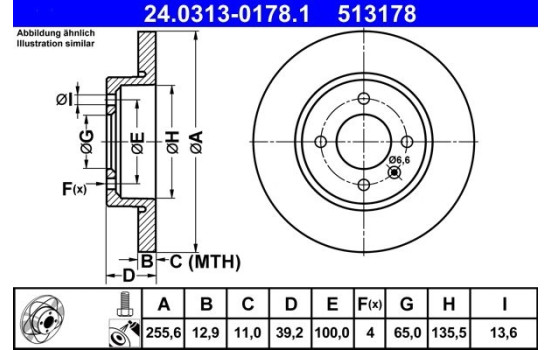 Bromsskiva PowerDisc 24.0313-0178.1 ATE, bild 2
