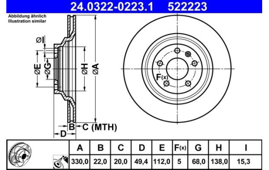 Bromsskiva PowerDisc 24.0322-0223.1 ATE