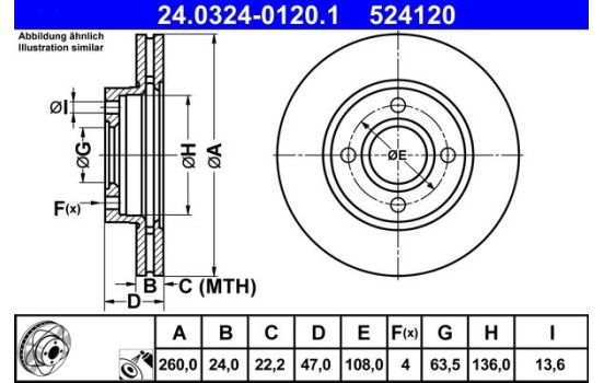 Bromsskiva PowerDisc 24.0324-0120.1 ATE, bild 2