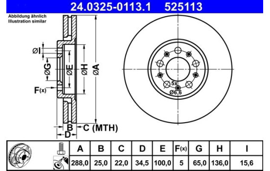 Bromsskiva PowerDisc 24.0325-0113.1 ATE, bild 2