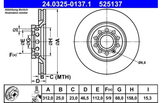 Bromsskiva PowerDisc 24.0325-0137.1 ATE, bild 2