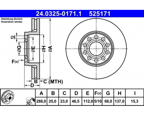 Bromsskiva PowerDisc 24.0325-0171.1 ATE, bild 3
