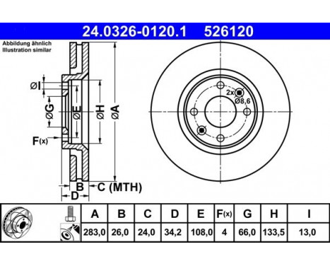 Bromsskiva PowerDisc 24.0326-0120.1 ATE, bild 2