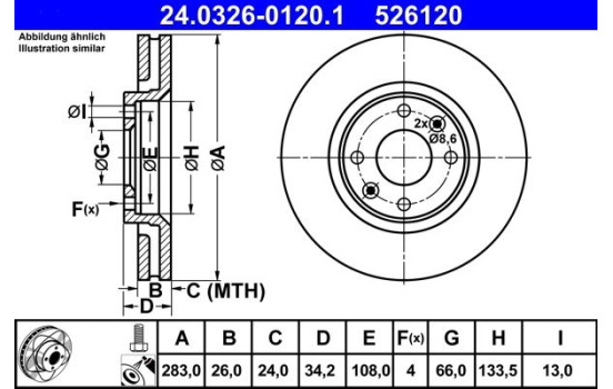 Bromsskiva PowerDisc 24.0326-0120.1 ATE, bild 2
