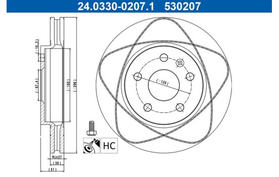 Bromsskiva PowerDisc 24.0330-0207.1 ATE