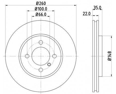 Bromsskiva PRO 8DD 355 100-651 Hella