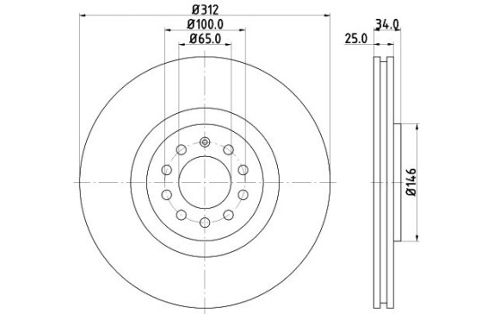 Bromsskiva PRO 8DD 355 106-731 Hella