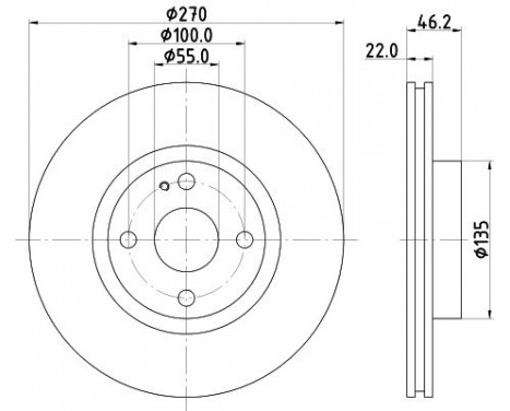 Bromsskiva PRO 8DD 355 115-361 Hella