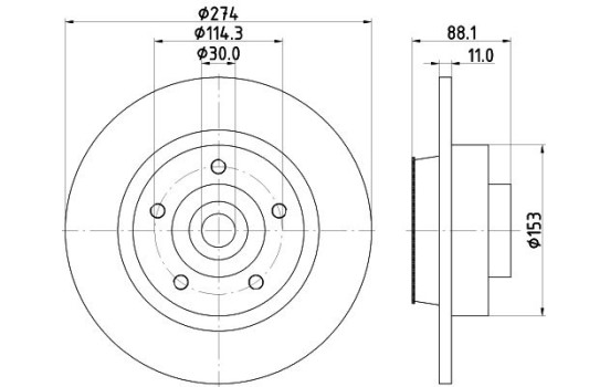 Bromsskiva PRO 8DD 355 117-351 Hella